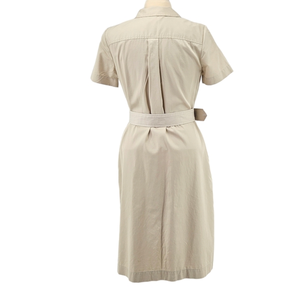 Brooks Brothers Cotton Belted Safari Shirt Dress in Beige Size 4 - Picture 8 of 14
